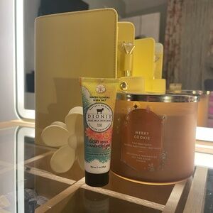 Planner, BBW candle, hand cream and hair clip bundle